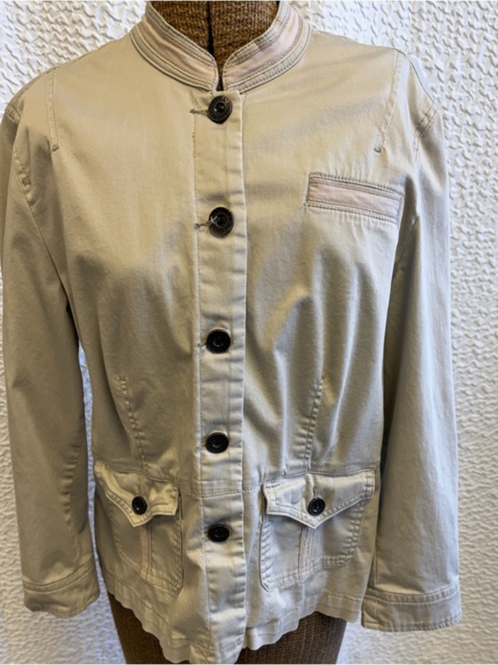 jeanstar Vintage Y2K Light Beige Denim  Utility Jacket